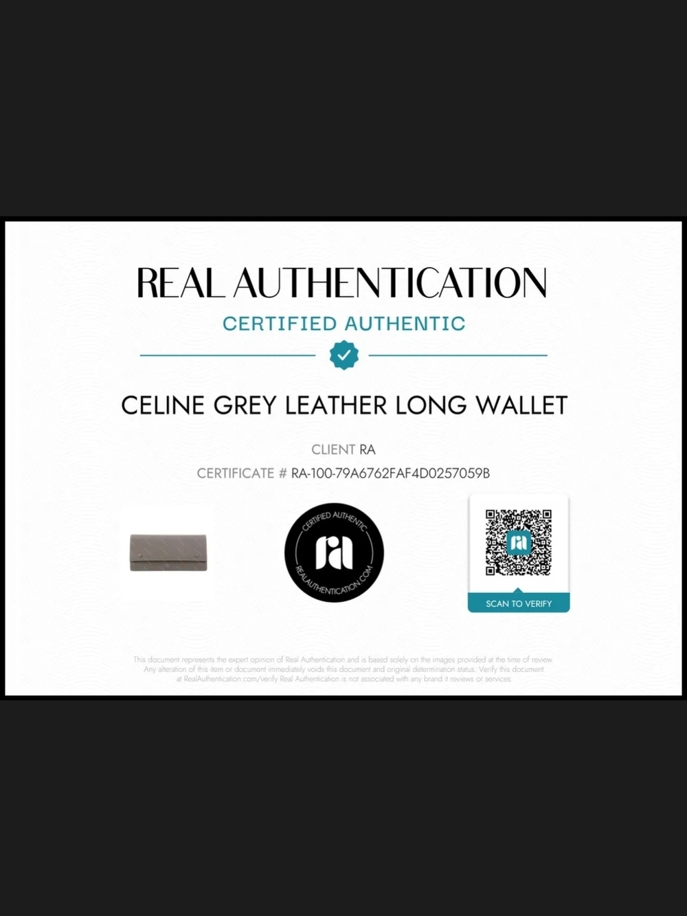 Celine Gray Leather Continental Wallet - Picture 10 of 10